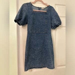 Blue denim dress. Size Large. stretchy material
